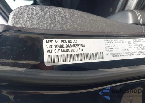 2021 Dodge Durango Gt Plus Awd from USA, damaged, VIN 1C4RDJDG9MC557051